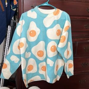 Egg Pattern Knitted Sweater - blue / M
